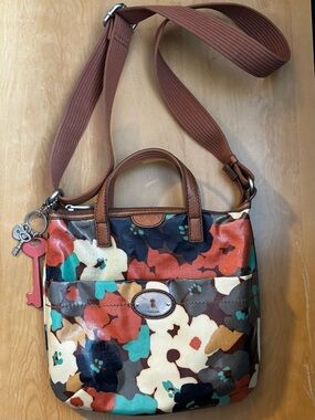 Fossil Keyper floral coated canvas crossbody bag